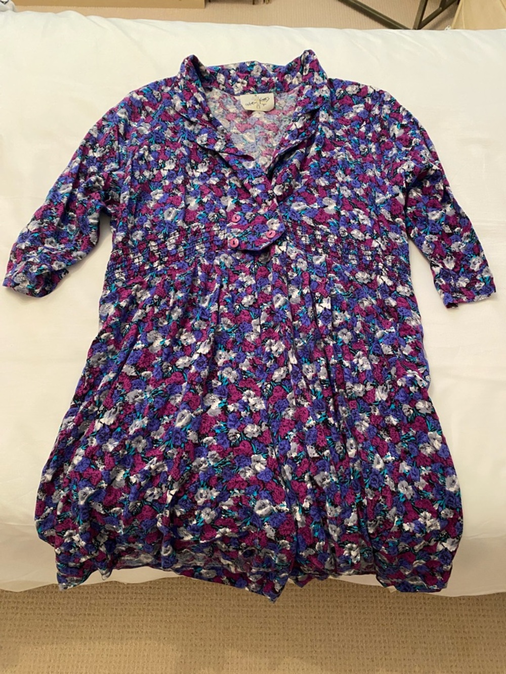 Floral Purple Button-Front Tunic Romper